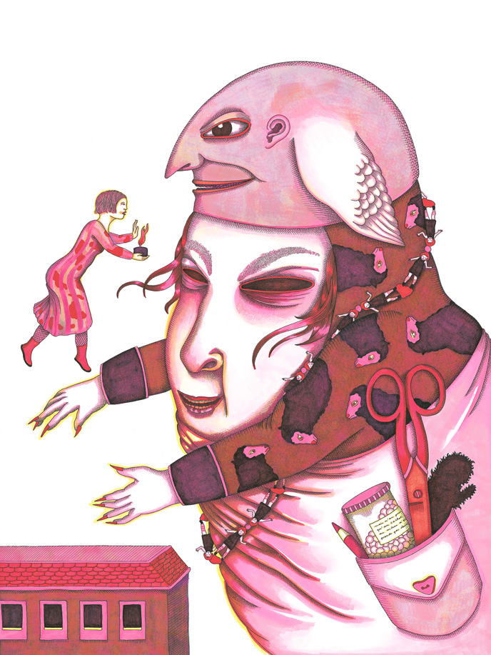 05_fantôme - Illustration du livre Monstres malades, éditions Thierry Magnier 2004